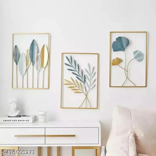 Metal Leaf Wall Art – Set of 3