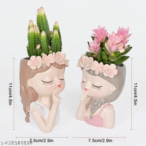 Resin Head Planter - Set of 2