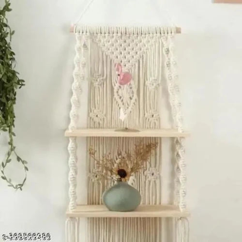 Floating Boho Wall Hanging Shelf- 2 levels