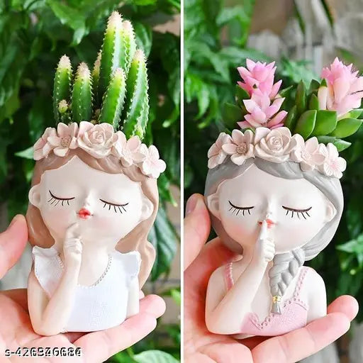 Resin Head Planter - Set of 2