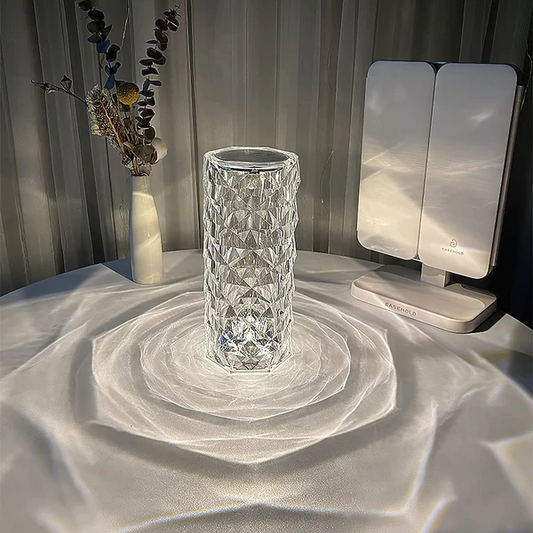 Beautyful Pillar Crystal Lamp,16 Color Changing Rose Crystal Diamond LED Table Lamp,USB Rechargeable Touch Bedside Lamp Night Light with Remote Control, for Bedroom Living Room Party Dinner Decor