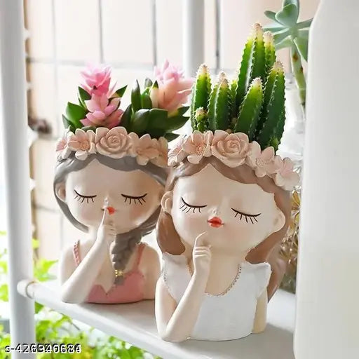 Resin Head Planter - Set of 2