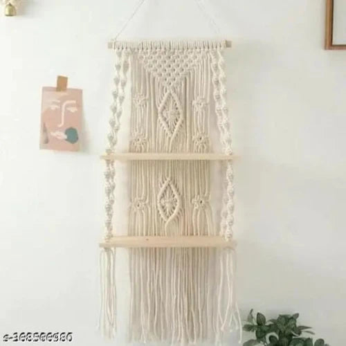 Floating Boho Wall Hanging Shelf- 2 levels
