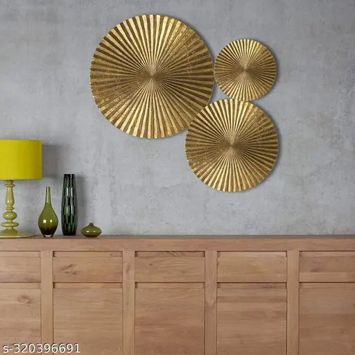 Elegant Gold Sunburst Metal Wall Art – 3 Piece